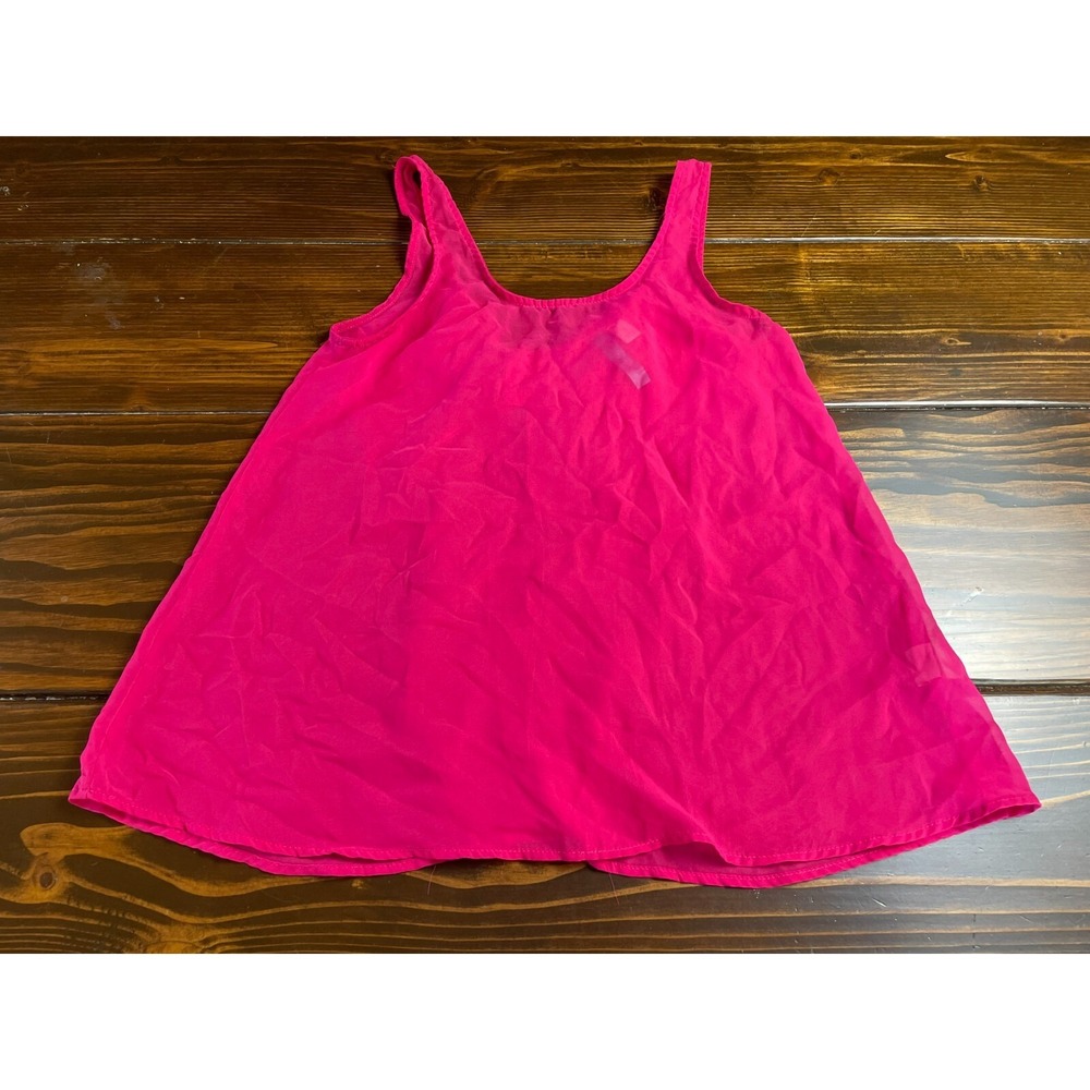 Buttons Shirt, Women's Size S Pink, Ruffled, Sleeveless, Semi-Sheer, Bow Tie